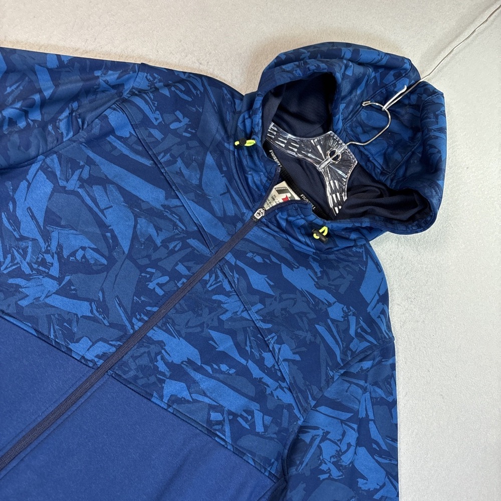 VTG Russell Men's Full Zip‎ Hooded Hoodie w/ Pockets Blue XL Polyester Y2K